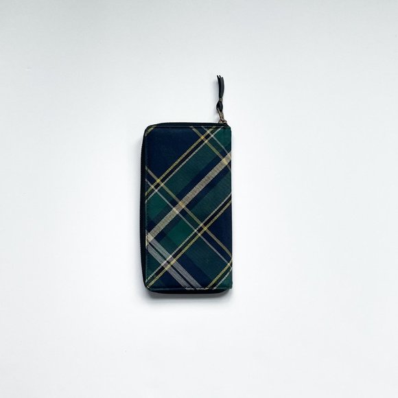 Comme des Garcons Brown Fabric  Green Tartan Wallet - Picture 3 of 4